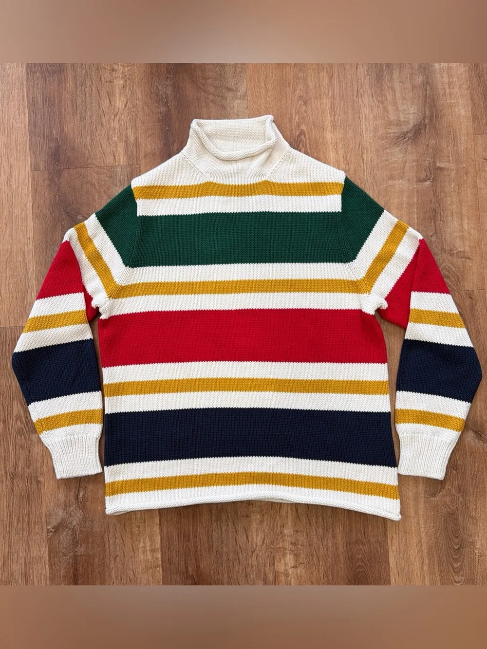 J. Crew Striped Turtleneck Sweater in Green, Red, Navy, Mustard, Cream
